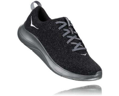 Hoka One One Hupana Flow Wool - Adidasi Training Barbati Negrii / Gri Inchis | RO-Zog5rDv